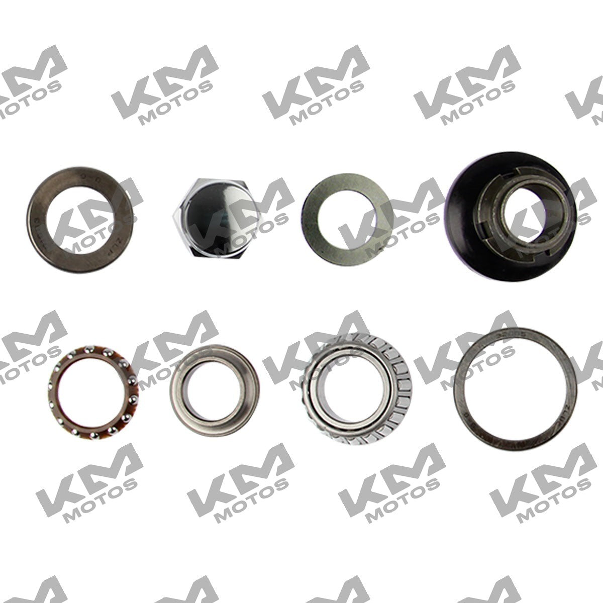 Baleros de dirección originales Italika DM125, sistema de suspensión para motocicleta, imagen mostrando los componentes.