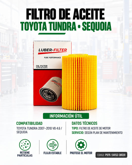 Filtro de aceite KM Motos para Toyota Sequoia 07-10 V8 4.6, elemento de filtración de aceite de alta calidad.