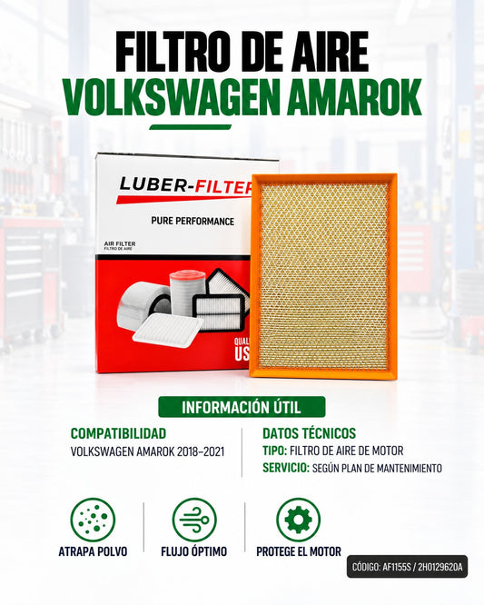 Filtro de aire KMMOTOSHN para Amarok 2018-2021, imagen de filtro de aire con componentes y marked en la carcasa.