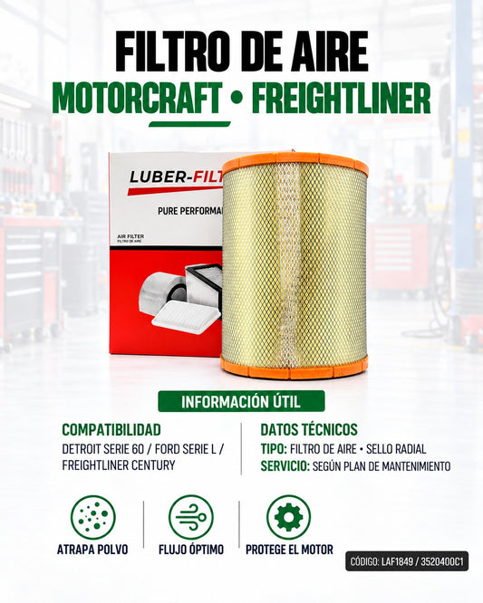 Filtro de aire Motorcraft FA-1077 para Detroit 60 Series, Ford L Series y Freightliner Century, sello radial, marca KMMOTOSHN.