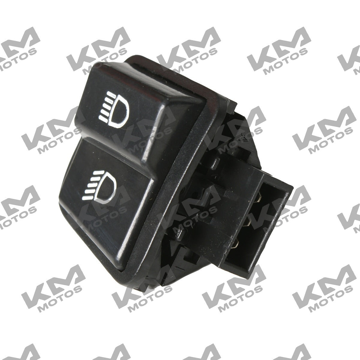 Interruptor de luz baja para sistema eléctrico Italika DS150 GS150, original, con botón en color negro y cable conectado.