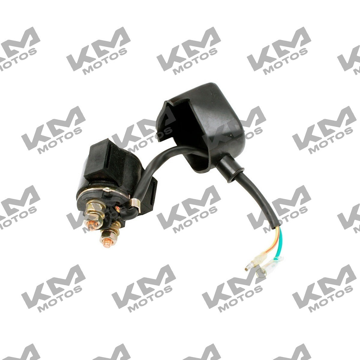 Rele de encendido original Italika FT150TS, sistema eléctrico, con cableado y componentes visibles en la imagen.