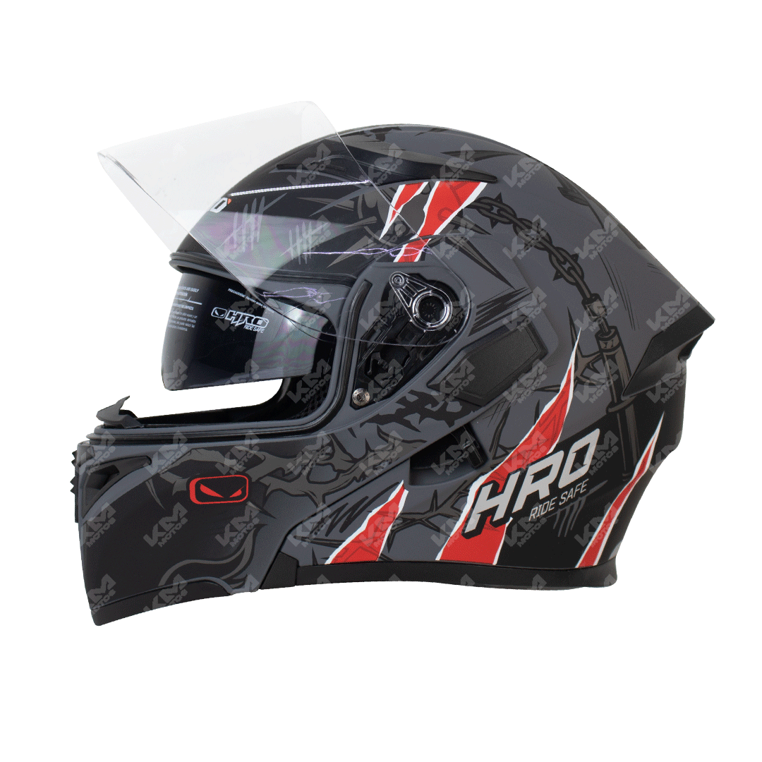 Casco Modular Negro M/Rojo Spikes Hro 3400 L