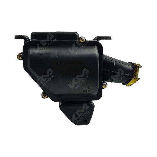 Filtro de aire completo KM Motos HJ125, depurador para moto, con componentes visibles de alta calidad.