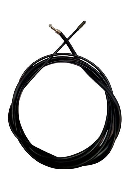 Cable de acelerador BAJAJ RE205, muestra el cable negro con conexiones metálicas para motocicleta.