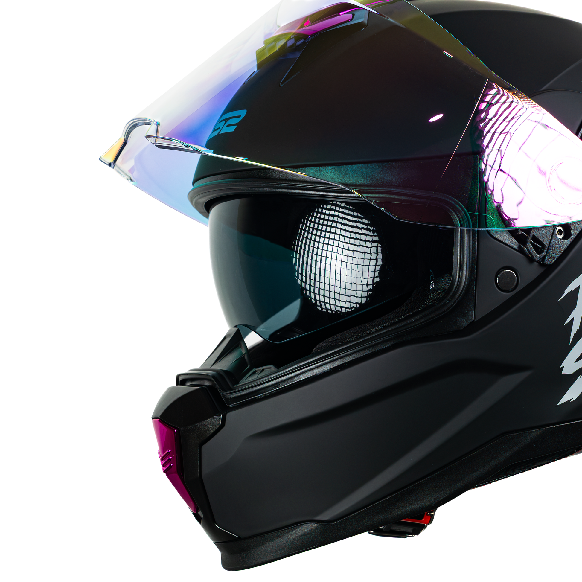 Casco integral HS2 Ride the Storm blanco con visera azul fotocromática, tamaño M, homologado ECE/DOT.