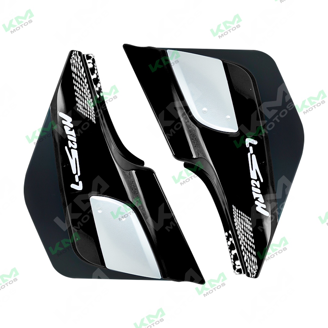 Tapaderas laterales negras para HJ125-7, marca Universal, visualizadas en imagen, hechas de material resistente para protección y estilo.