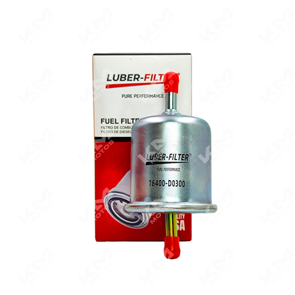 Filtro de gasolina lineal metálico para Nissan G6335, compatible con modelos Nissan, de la marca KM Motos, en imagen.