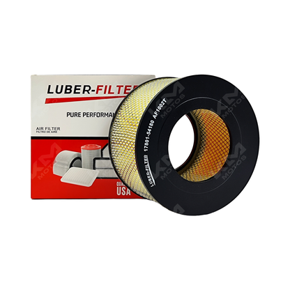 Filtro de aire abierto para Toyota Hilux de la marca KM Motos, mostrando el filtro en su montaje.
