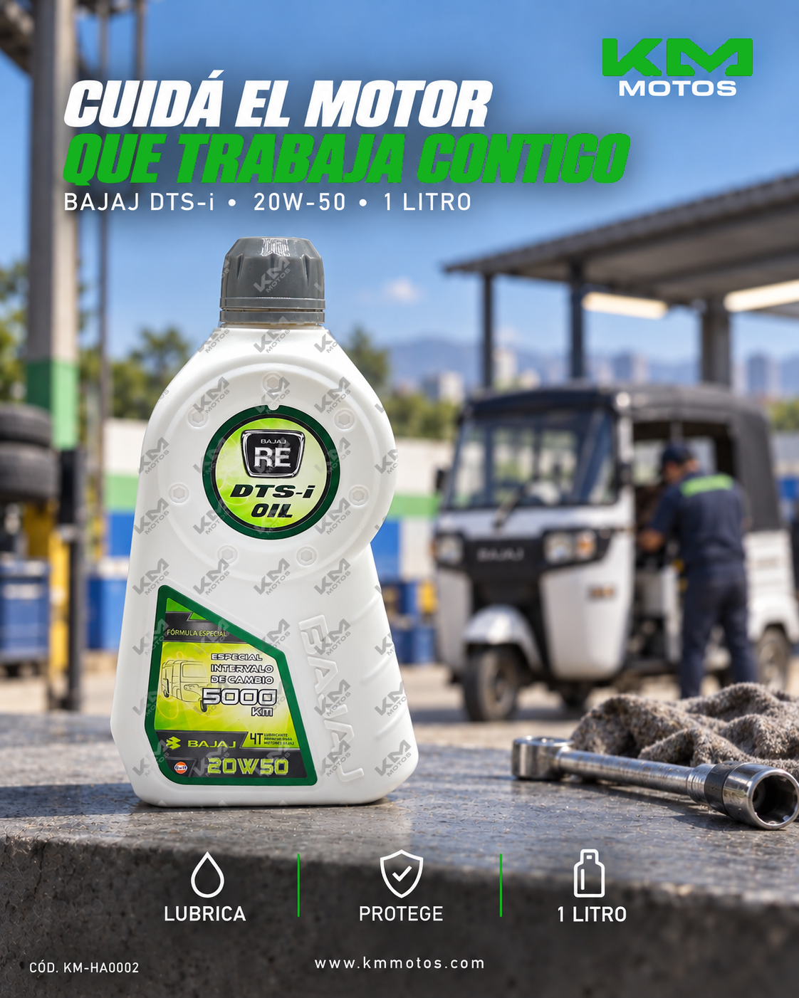 Aceite Universal Bajaj Pulsar para mototaxi, frasco de 1 litro, producto para lubricación de motocicletas.
