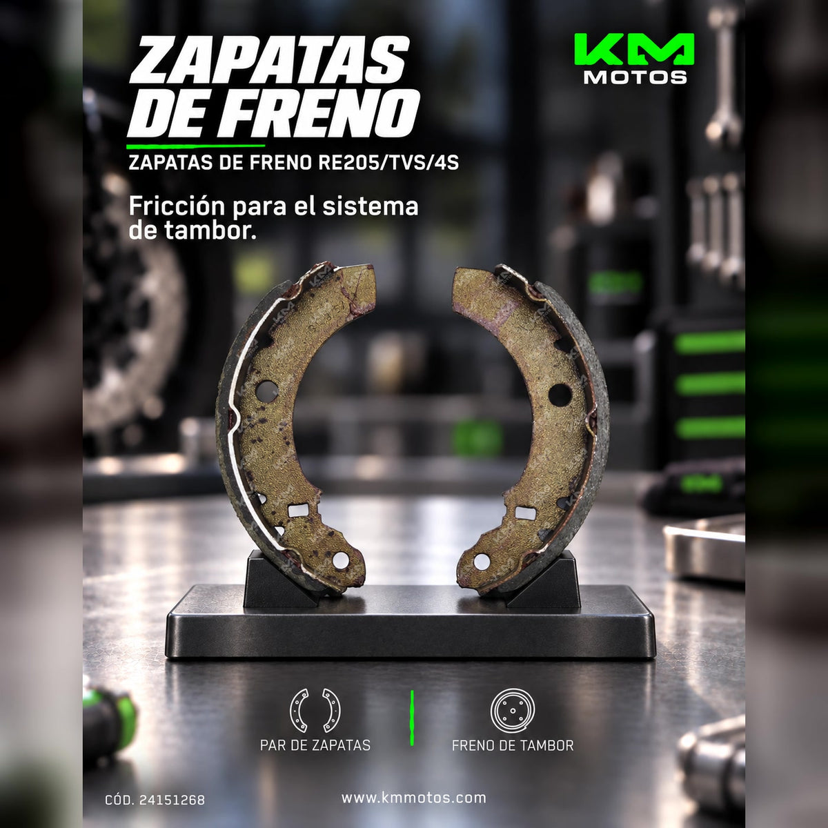 ZAPATAS DE FRENO RE205/TVS/4S — 24151268 | KM Motos