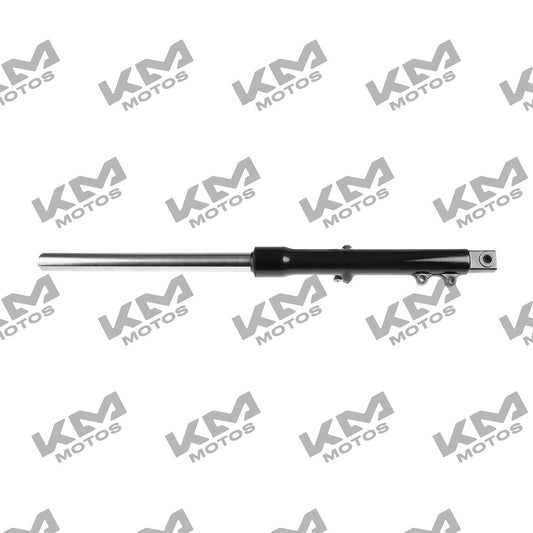 Amortiguador negro para la suspensión delantera Fiera 150 de Italika, original F01020214, en buena condición.