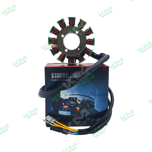 Bobina de magneto Universal ZX200L, vista de la stator con componentes y conexiones visibles en la imagen.