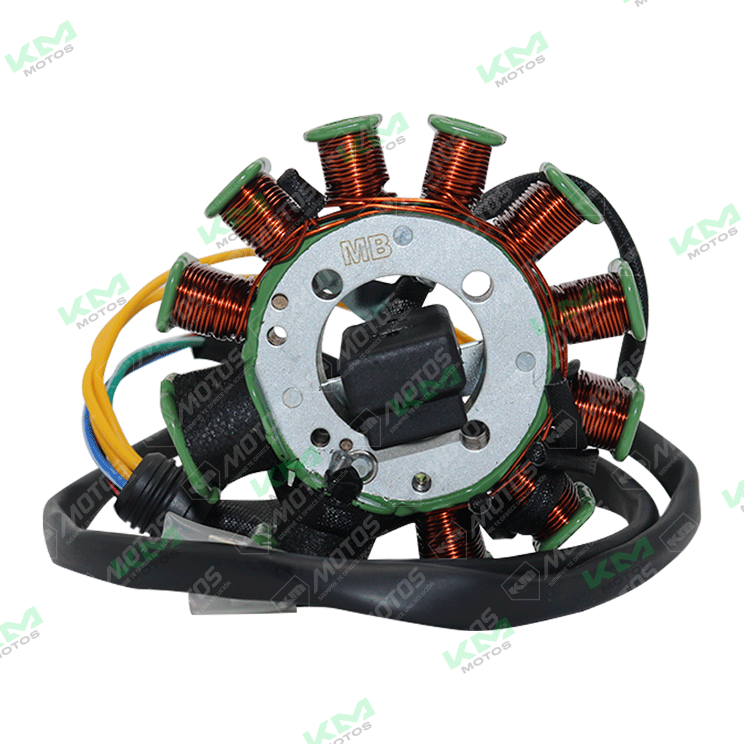Bobina de magneto Universal ZX150L, imagen que muestra la bobina de magneto para motocicleta con componentes visibles