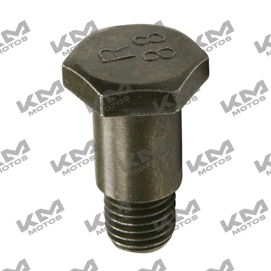 Tornillo de eje parador lateral para sistema de motor de motos Italika CS125 y GS150, original F11020086, en imagen.