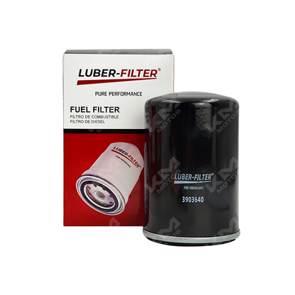 Fuel filter Enroscable LFF3521 by KM Motos, showing the cylindrical filter component with connection fittings.