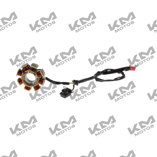 Estátor original para ATV180 Italika, componente del sistema eléctrico del generador, en color metálico con bobinas.