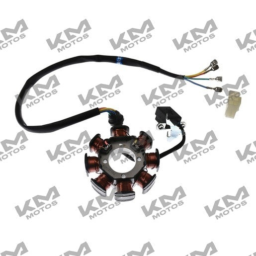 Estator original ITALIKA RT180 FT180 FT200 DT200 para sistema eléctrico, imagen de componente en color metálico y cableado