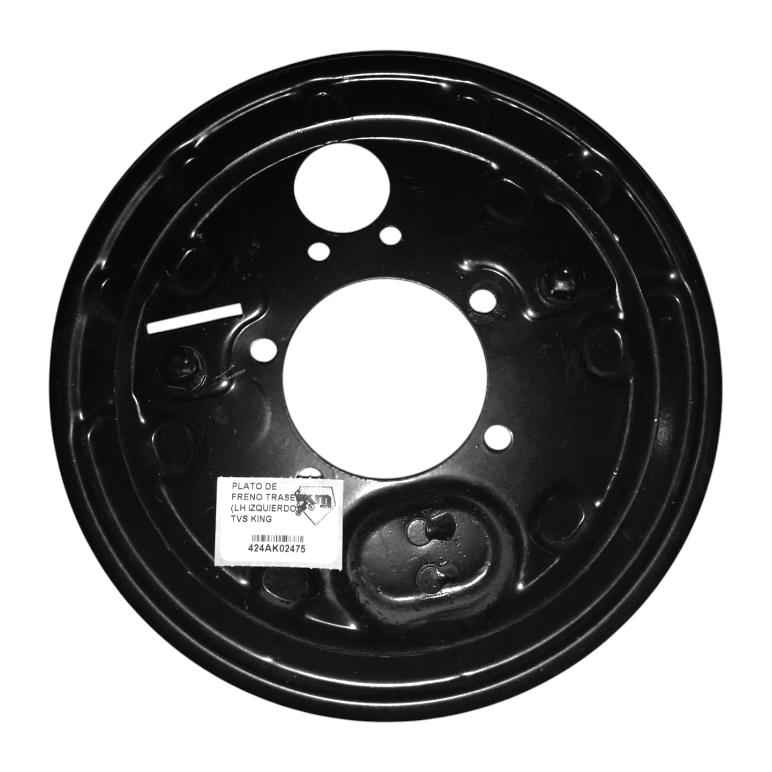 Disco de freno trasero izquierdo para TVS King de la marca UMA, muestra superficie de fricción y montaje.