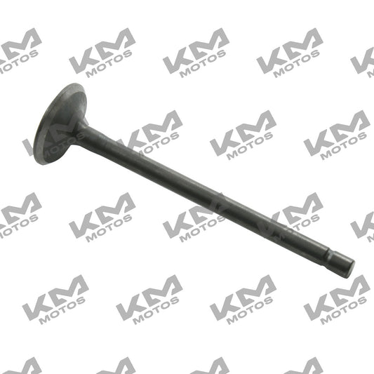 Válvula de escape original Italika FT150, DM150 y CG150 en sistema de motor, vista de la pieza en la imagen.
