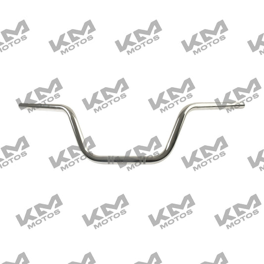 Manubrio cromado para control de motocicleta Italika 125z, original F10040136, con acabado brillante y detalles visibles.