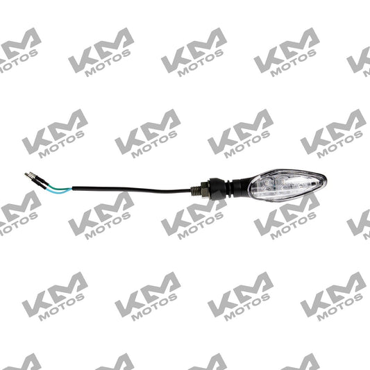 Direccional delantera derecha LED para Italika Fiera 200 FT250-TS, sistema eléctrico original, en color negro con componentes visibles