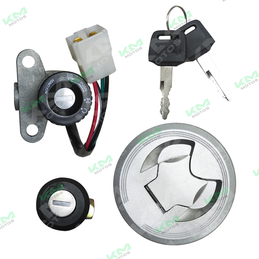 Kit de cerradura Universal ZX150L con llavines, componentes visibles en el conjunto de cerradura para seguridad y control.