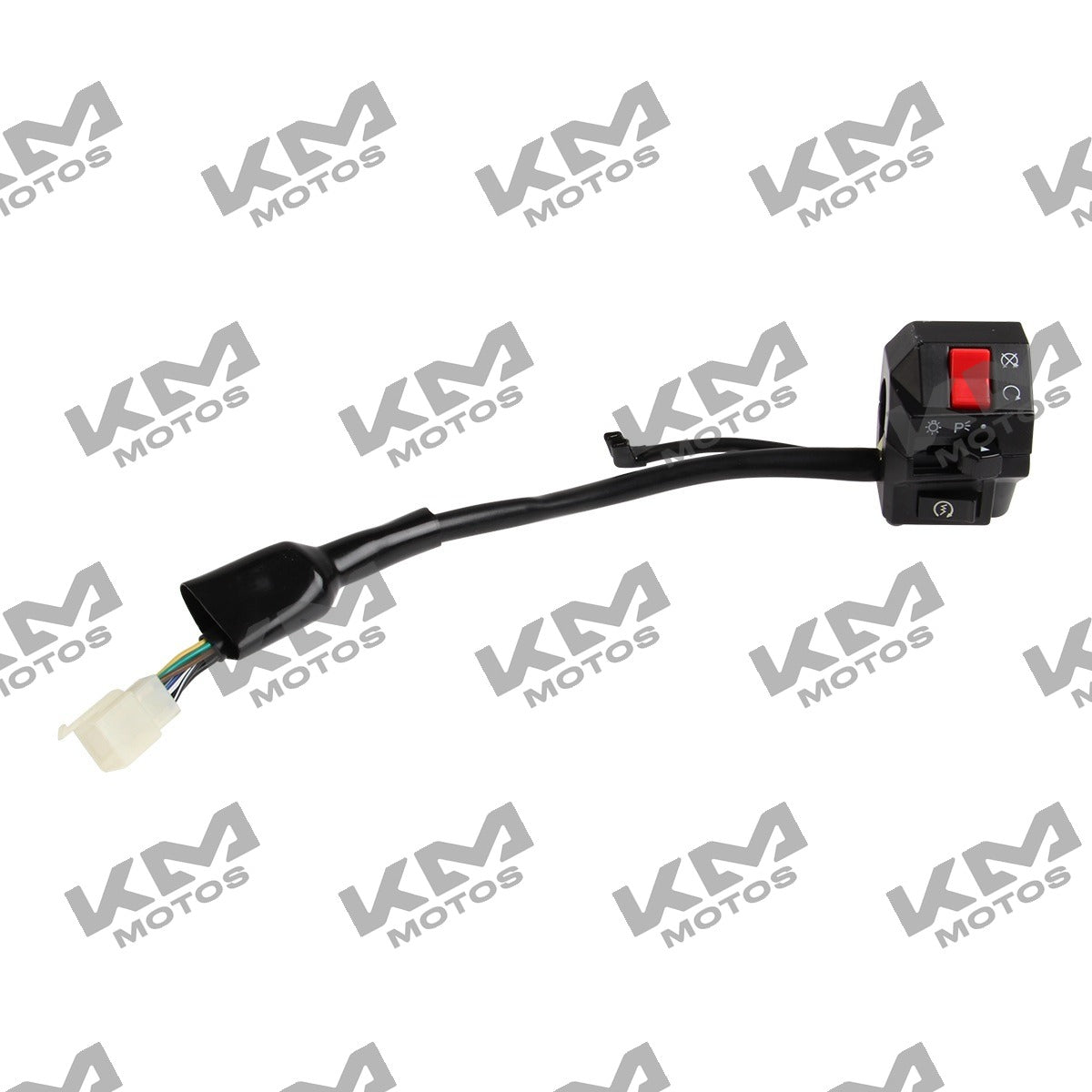 Conjunto de mando derecho para sistema eléctrico Italika DM150roja, pieza original F04040234, con interruptor y conexiones visibles