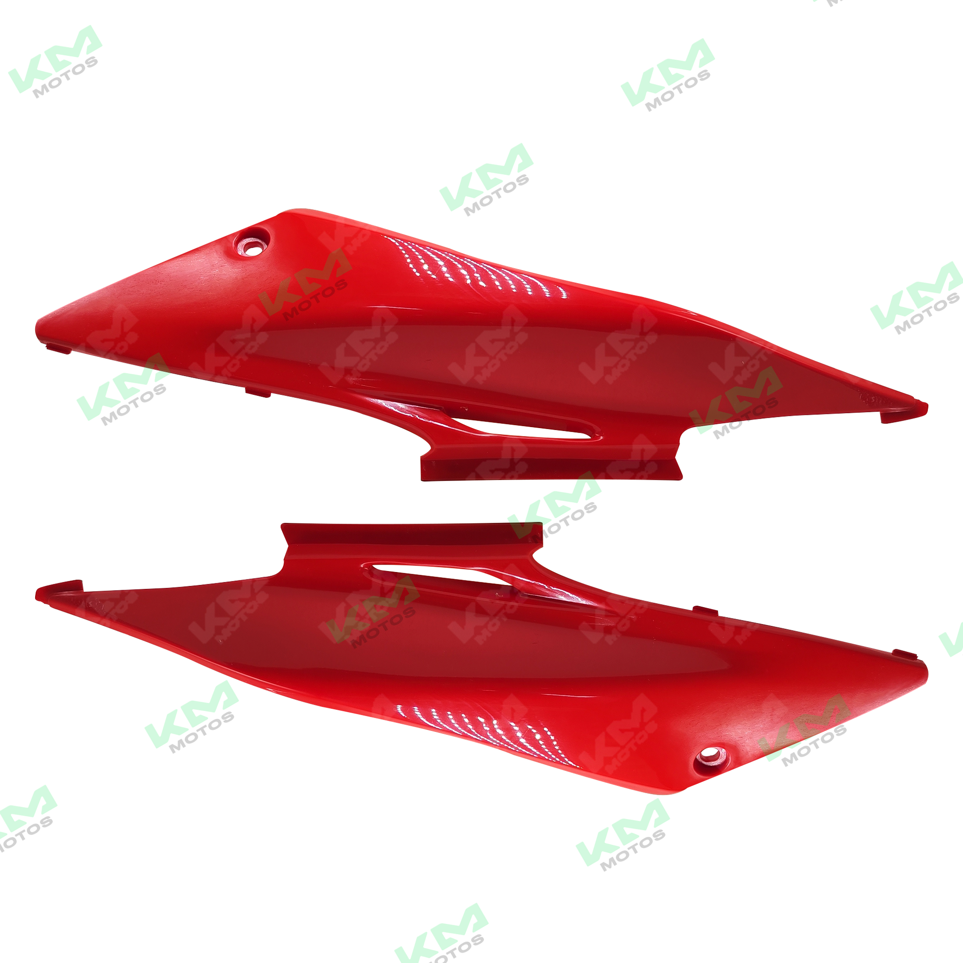 Tapadera lateral izquierda roja para XM200Z, tapaderas laterales universal, visible en la imagen, en color rojo.