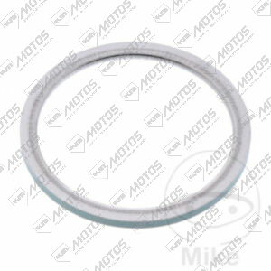 Sello de escape para motos Yamaha DT175, GXT200, Suzuki AX100 y TS185, en color metálico, con detalles de alta calidad.
