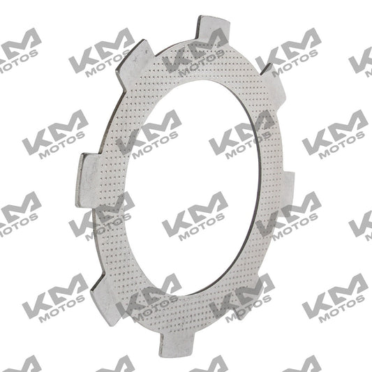 Plato de presión de embrague para sistema de motor Italika FT115 DT110, pieza original E13030077, en color metálico.
