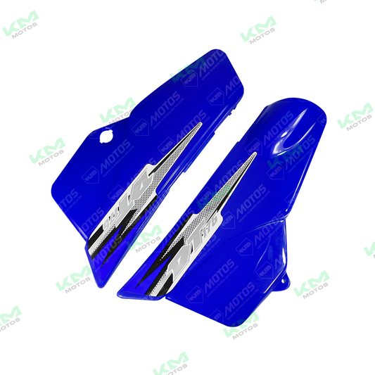 Tapaderas laterales universales azul para DT175, protección y cobertura en piezas de motocicleta.