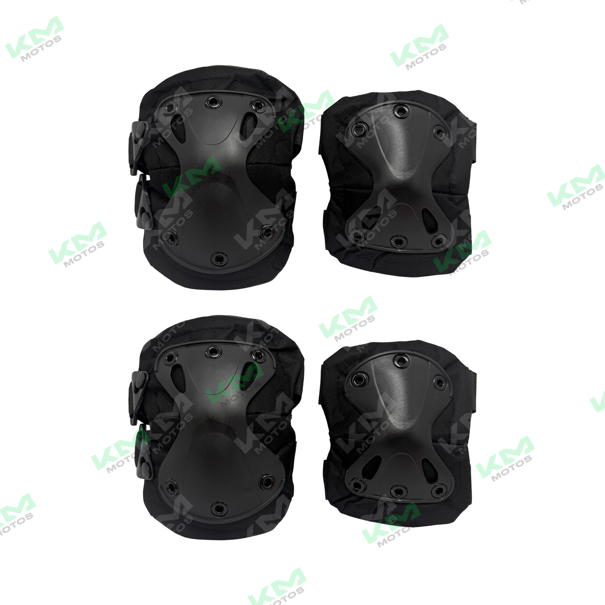 Rodilleras y coderas KMS de KM Motos, accesorios de protección para motociclistas, en colores y diseño resistentes.