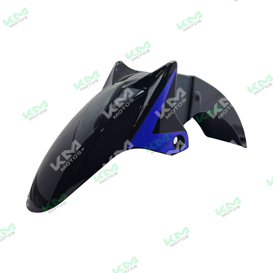 Guardafango delantero azul y negro Universal 150Z/CR1, resistente y adecuado para bicicletas o motocicletas.