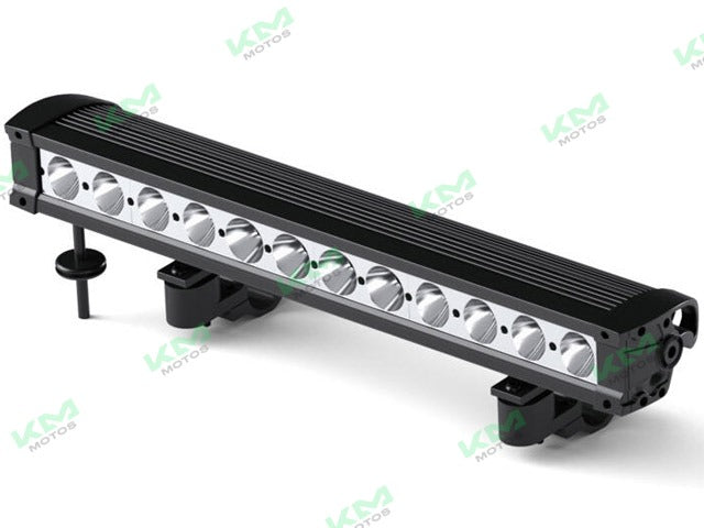Luz LED de 18 pines en barra mini T5558 de la marca KM Motos, con diodos LED blancos y diseño compacto.