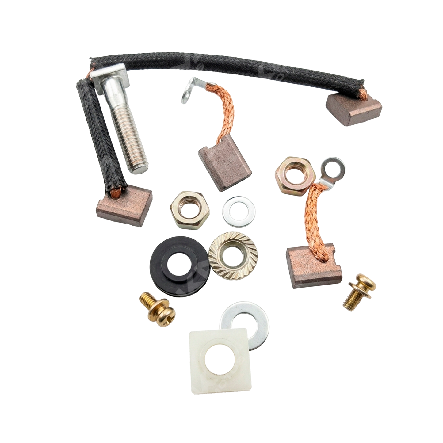 Kit de carbones KM Motos RE205 con componentes de alta calidad, ideales para mejorar el rendimiento del motor.