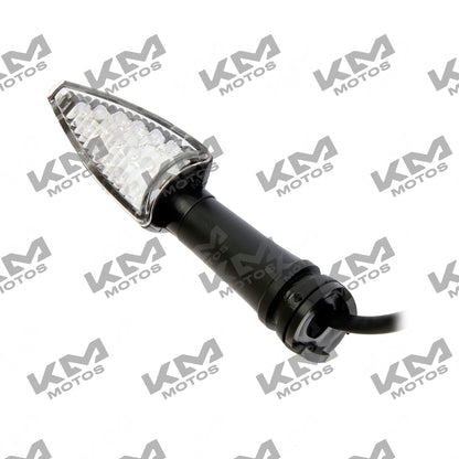 Farola delantera derecha LED FT180/FT200 de la marca KMMOTOSHN, mostrando el conjunto completo de vías para motocicleta.