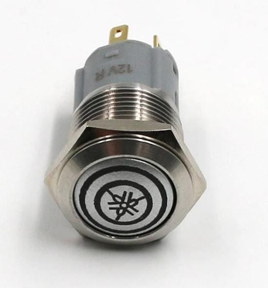 Interruptor de botón ORIGINAL con logo y luz LED, visible en la imagen, diseñado para control de dispositivos electrónicos.