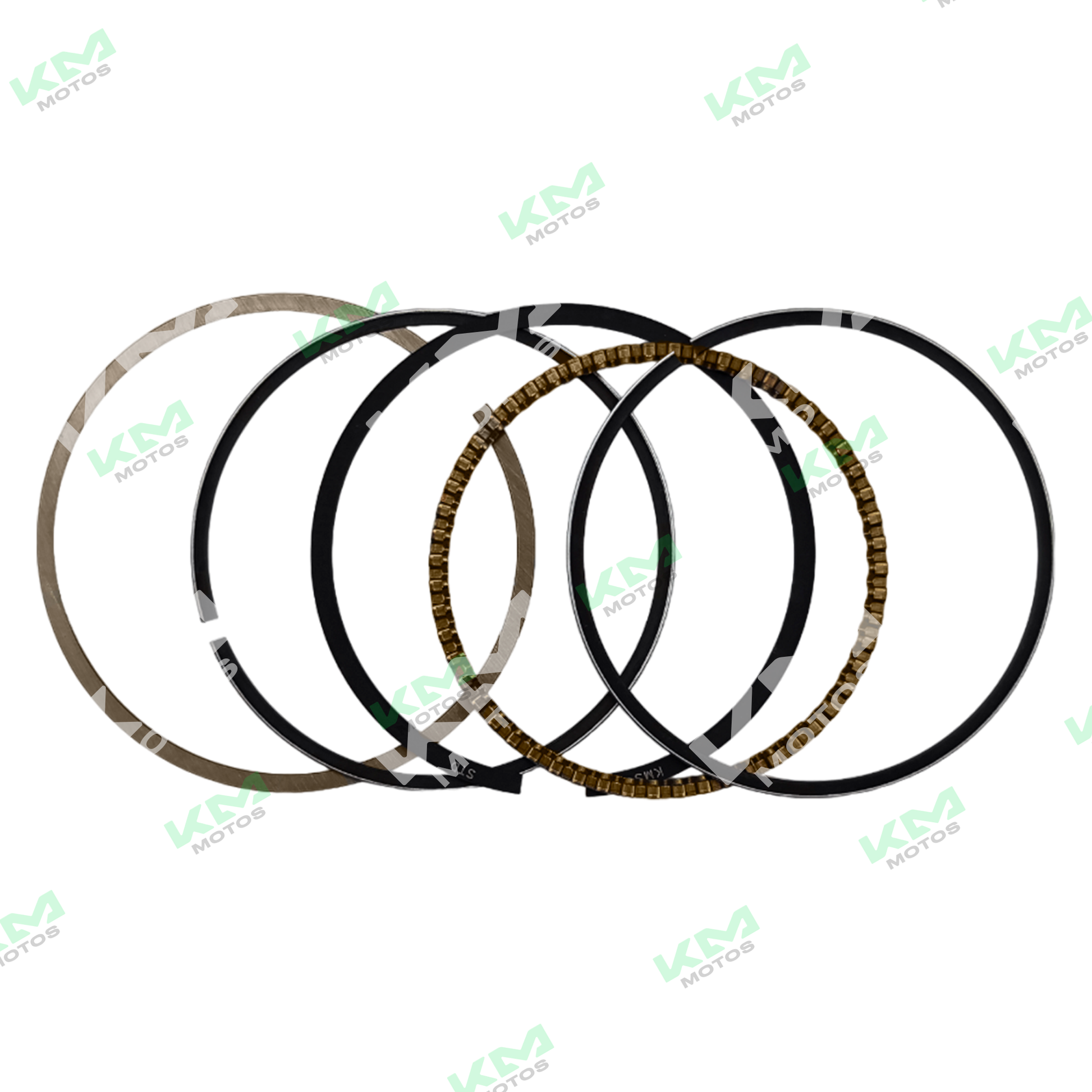 Conjunto de anillos de pistón KM Motos para motores GY6-125, DS125, GS125 y XS125, en la imagen.