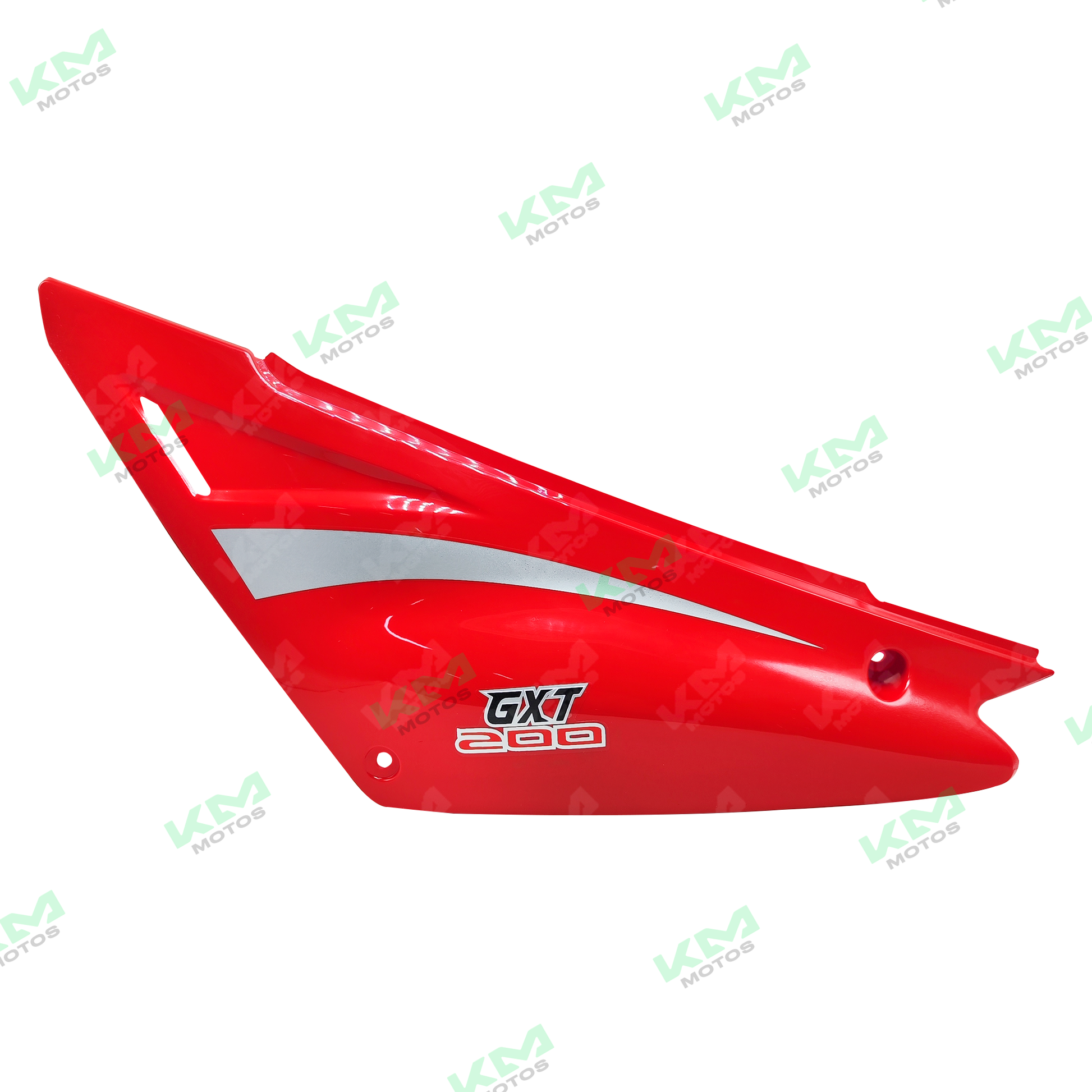 Tapaderas laterales GXT200/KMF rojo de la marca KM Motos, para protección y acabado del lado del motor.