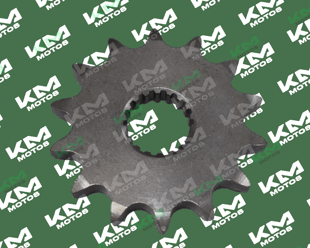 Piñón de 14 dientes para CG125/HJ/STD, marca KM Motos, mostrado en imagen.