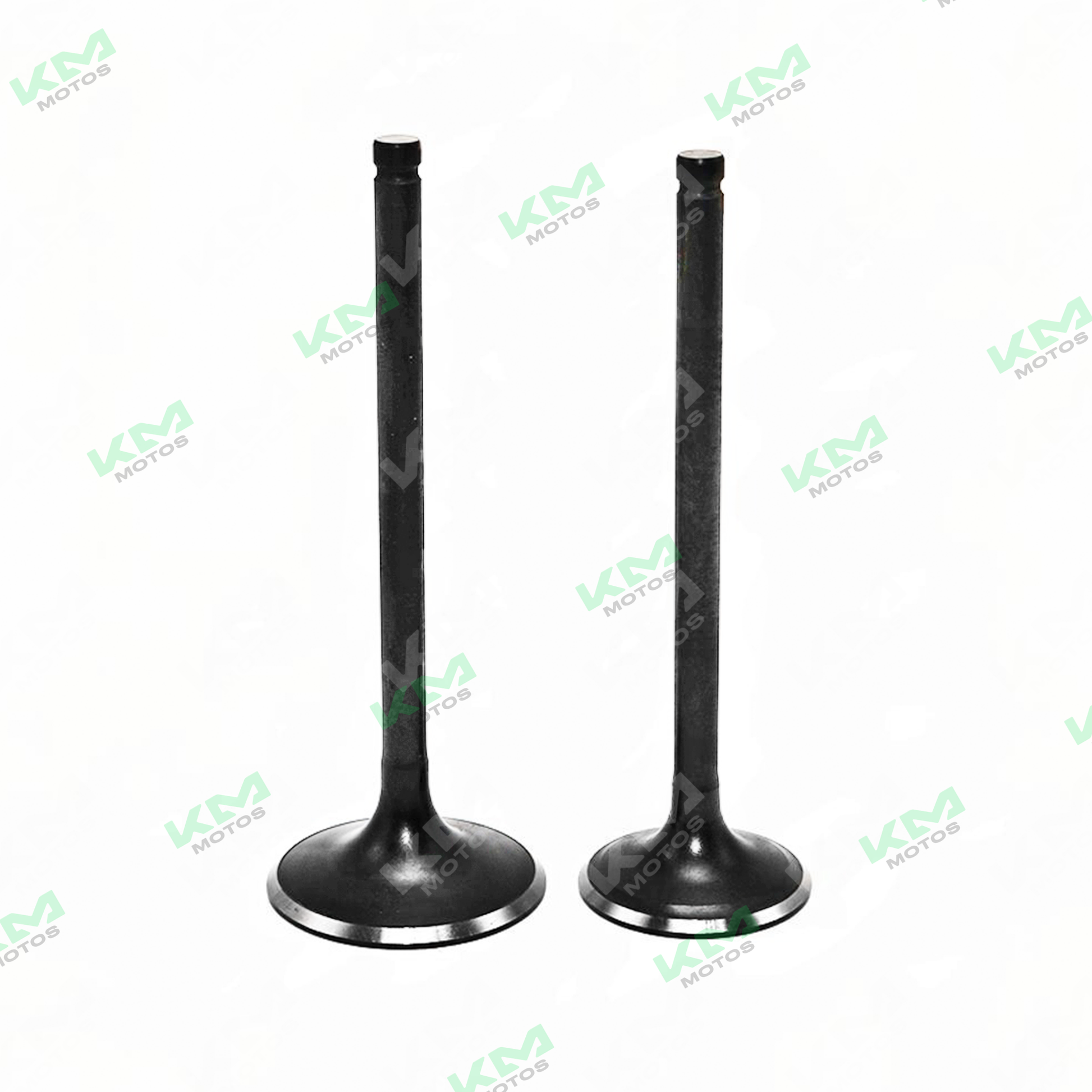 Válvulas de admisión y escape KM Motos para CG250/DM250, varilla, componentes de motor en imagen.