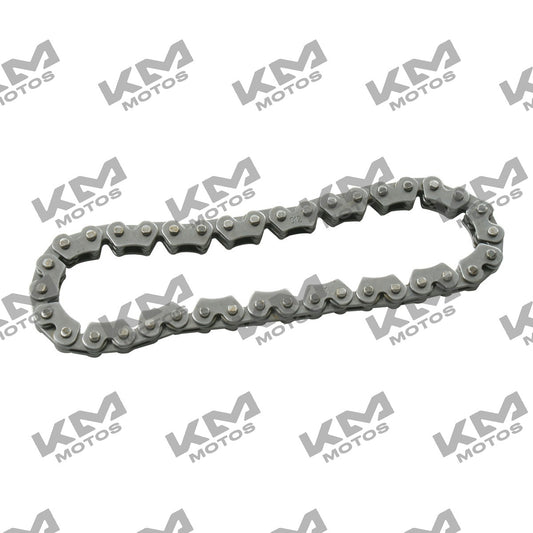Cadena de bomba de aceite Italika para motor FT150, RC150, GT250Z, pieza original, visible en la imagen.