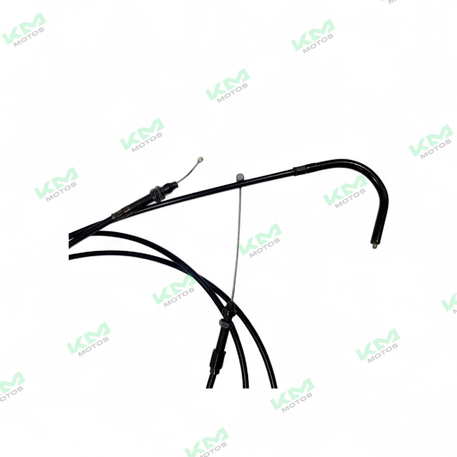 Cable de acelerador para Tvs King, muestra el cable flexible con conectores en ambos extremos sobre fondo neutro.