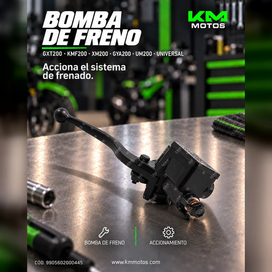 Bomba De Freno Superior (Metálica) GXT200/KMF200/XM200/GYA200/UM200/UNIVERSAL — 9905602000445 | KM Motos