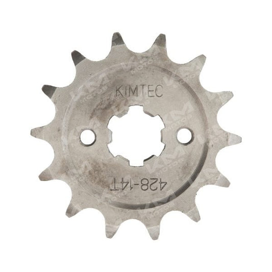 Piñón delantero universal para motocicleta, compatible con PS135, Platina 125, Boxer 150 y XCD125, en color metálico.