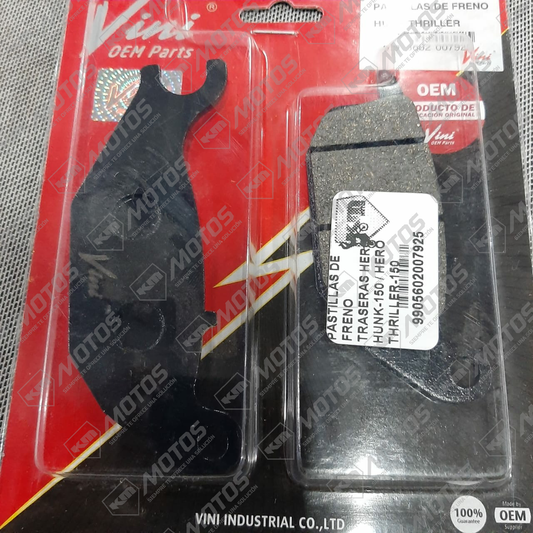 PASTILLAS DE FRENO TRASERAS HERO HUNK150/HERO THRILLER150/YAMAHA VINI/IMBRA