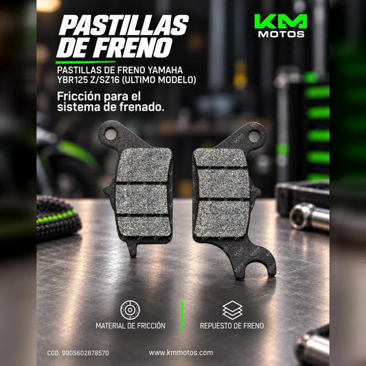 Pastillas de freno VINI para Yamaha YBR125 Z/SZ16, último modelo, mostradas en la imagen.