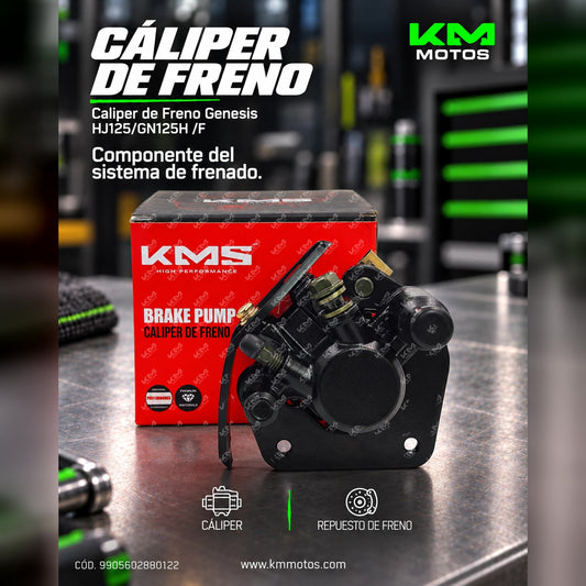 Caliper de freno delantero Vini Genesis HJ125/GN125H/F, componente de freno para motocicleta en imagen.