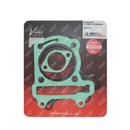 Kit de empaques automáticos GY6-125 de Meek, componentes y juntas para motor, en empaque completo.